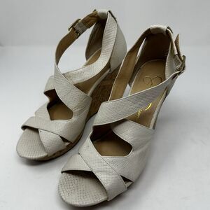Jessica Simpson Women Shoes Sandals White Cream Wedge‎ Size 8.5 B